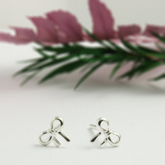 Silver Bow Stud Earrings