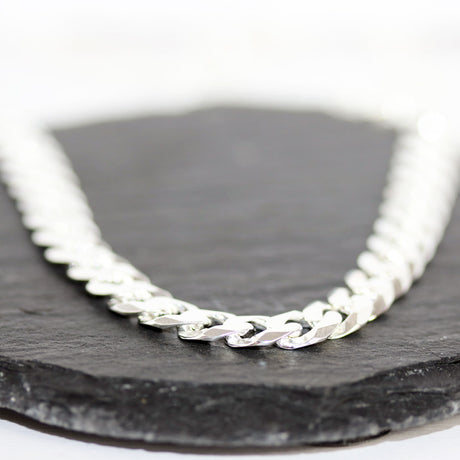 Silver 925 Faceted Curb Chain 20 Inch