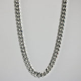 Silver 925 Faceted Curb Chain With Patterned Link 20 Inch