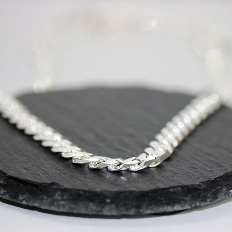 Silver 925 Faceted Curb Chain 22 Inch