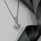 Platinum Princess Cut Diamond Halo Pendant 0.66ct