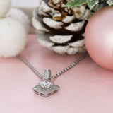 Platinum Princess Cut Diamond Halo Pendant 0.66ct