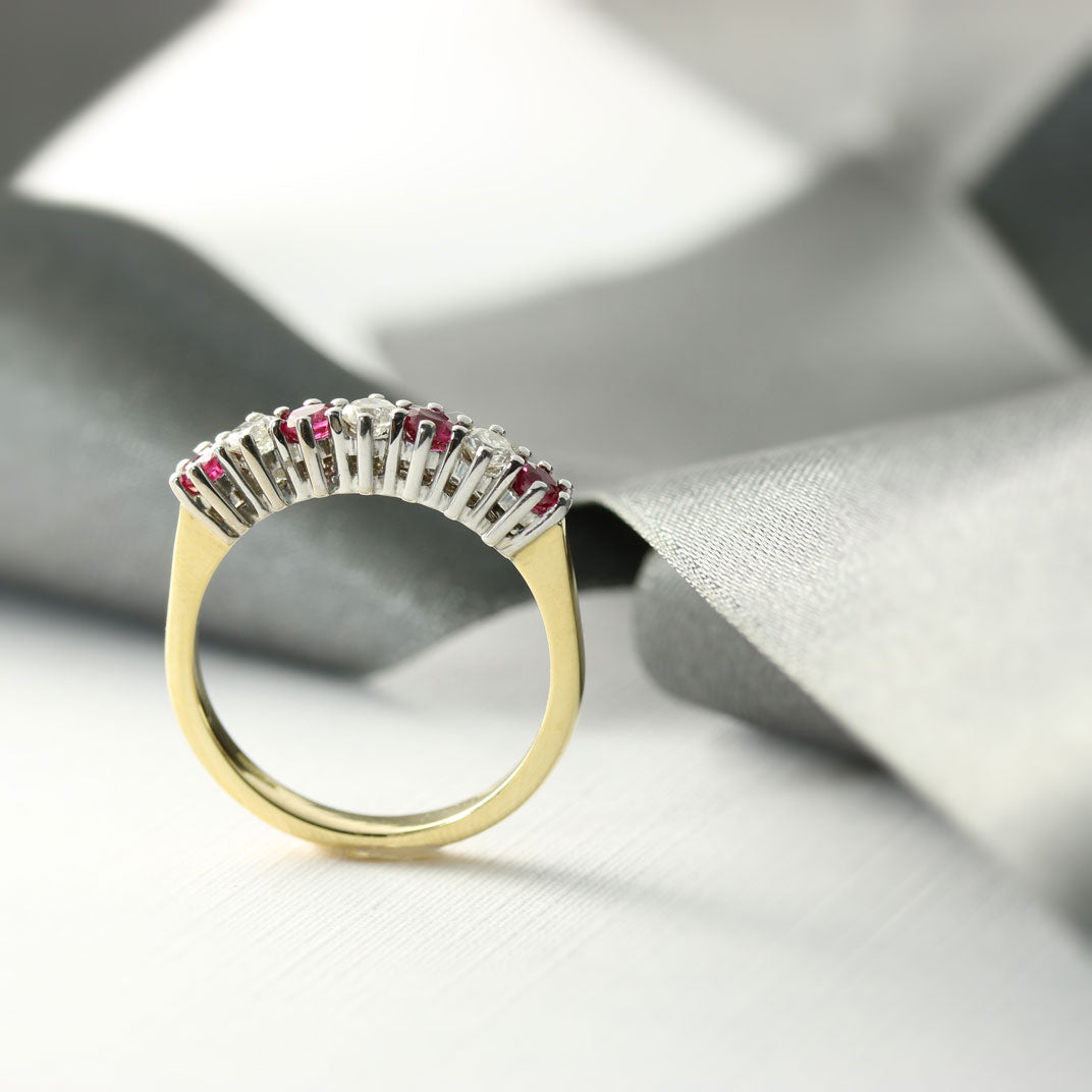 18ct Yellow Gold Ruby Diamond Eternity Ring