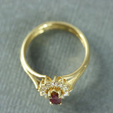 Pre Owned 18ct Gold Marquise Ruby & Diamond Cluster Ring