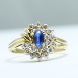 Pre Owned 18ct Yellow Gold Sapphire & Diamond Cluster b