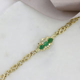 Pre Owned 9ct Yellow Gold Emerald & Diamond Bracelet