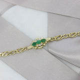 Pre Owned 9ct Yellow Gold Emerald & Diamond Bracelet