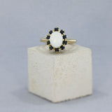 Pre Owned 9ct Yellow Gold Oval Opal & Sapphire Cluster Ring