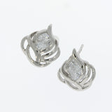 Silver Rose Style Stud Earrings