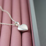 Silver Brushed Heart Pendant