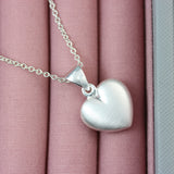 Silver Brushed Heart Pendant