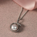 Silver Cream Freshwater Pearl & CZ Pendant