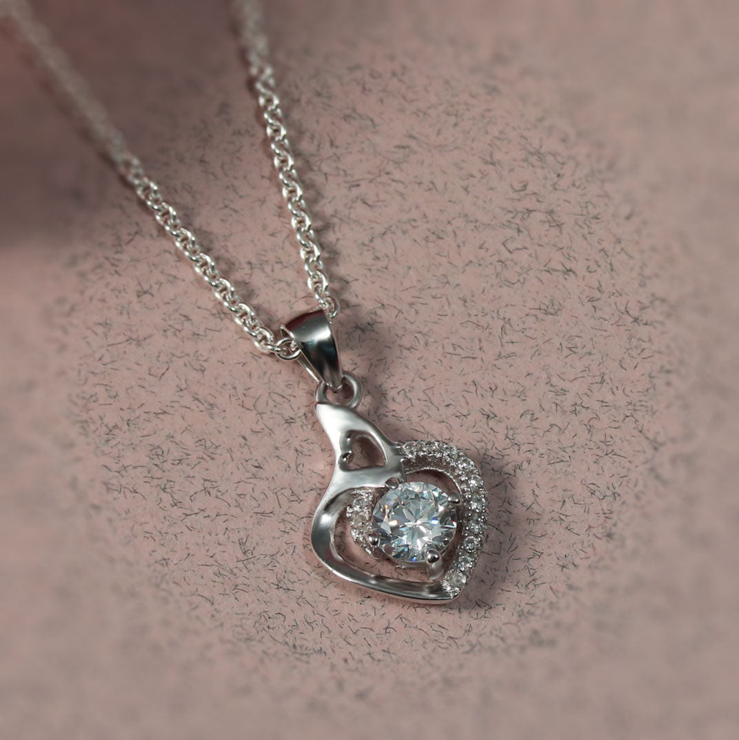 Silver CZ Heart Pendant