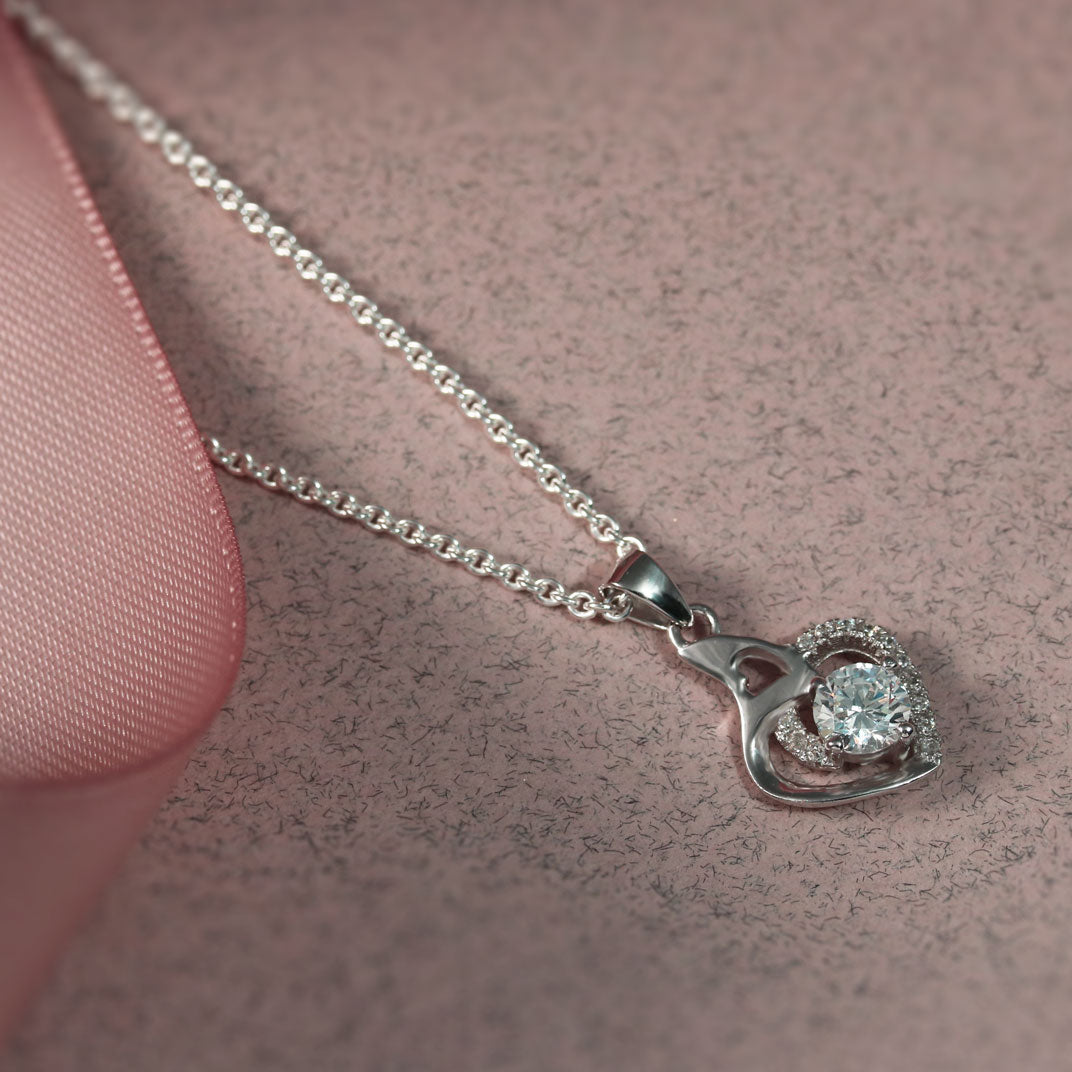 Silver CZ Heart Pendant