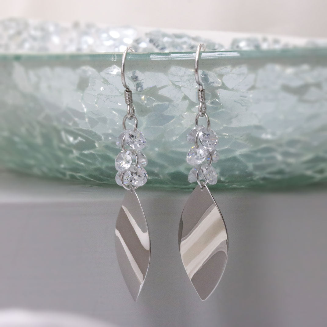 Silver CZ Drop Earrings