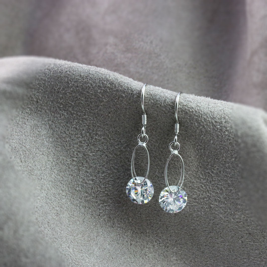 Silver CZ Drop Earrings