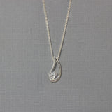 Silver Teardrop Cubic Zirconia Pendant