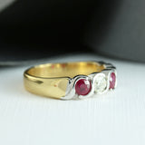 18ct Yellow & White Gold Ruby & Diamond 5 Stone Ring