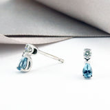 9ct White Gold Aquamarine & Diamond Stud Earrings