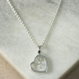 Silver Open Heart Pendant With Suspended CZ