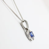 18ct Gold Sapphire & Diamond Halo Pendant & Chain