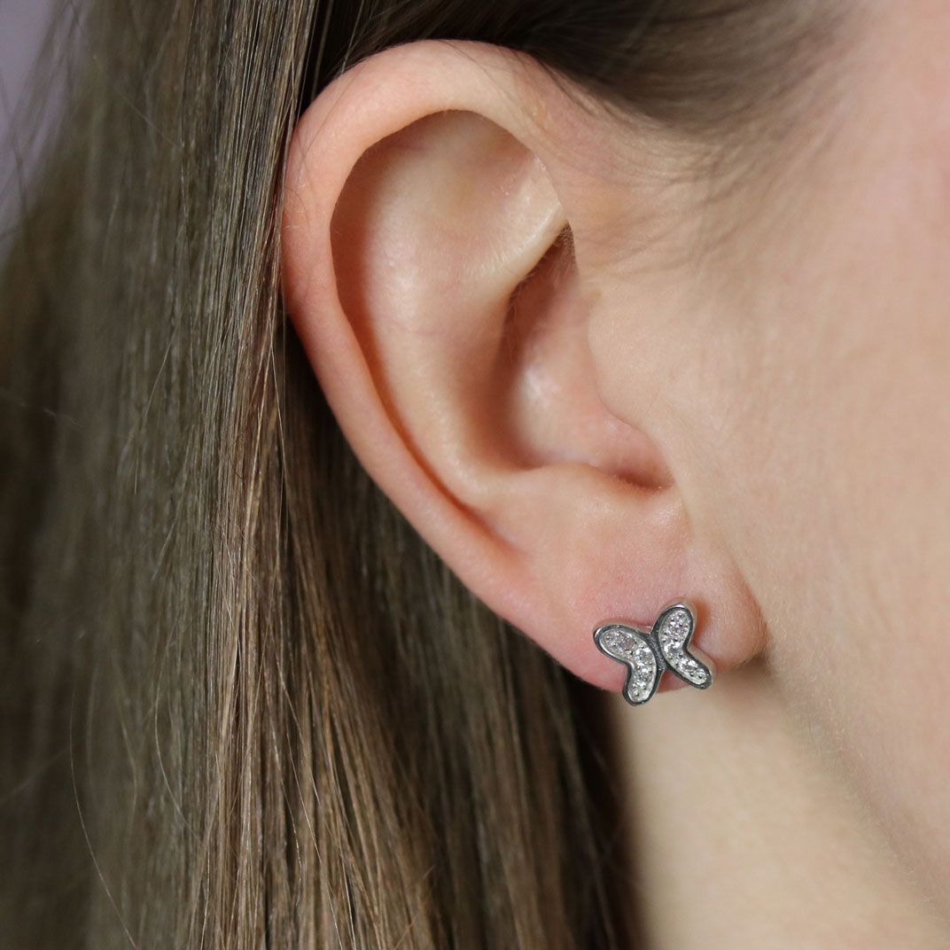 Silver Butterfly Stud Earrings