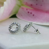 Silver Cubic Zirconia Open Circle Stud Earrings