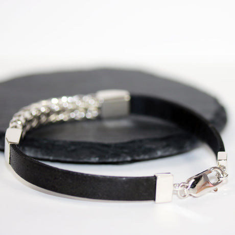 Leather & Silver Bracelet