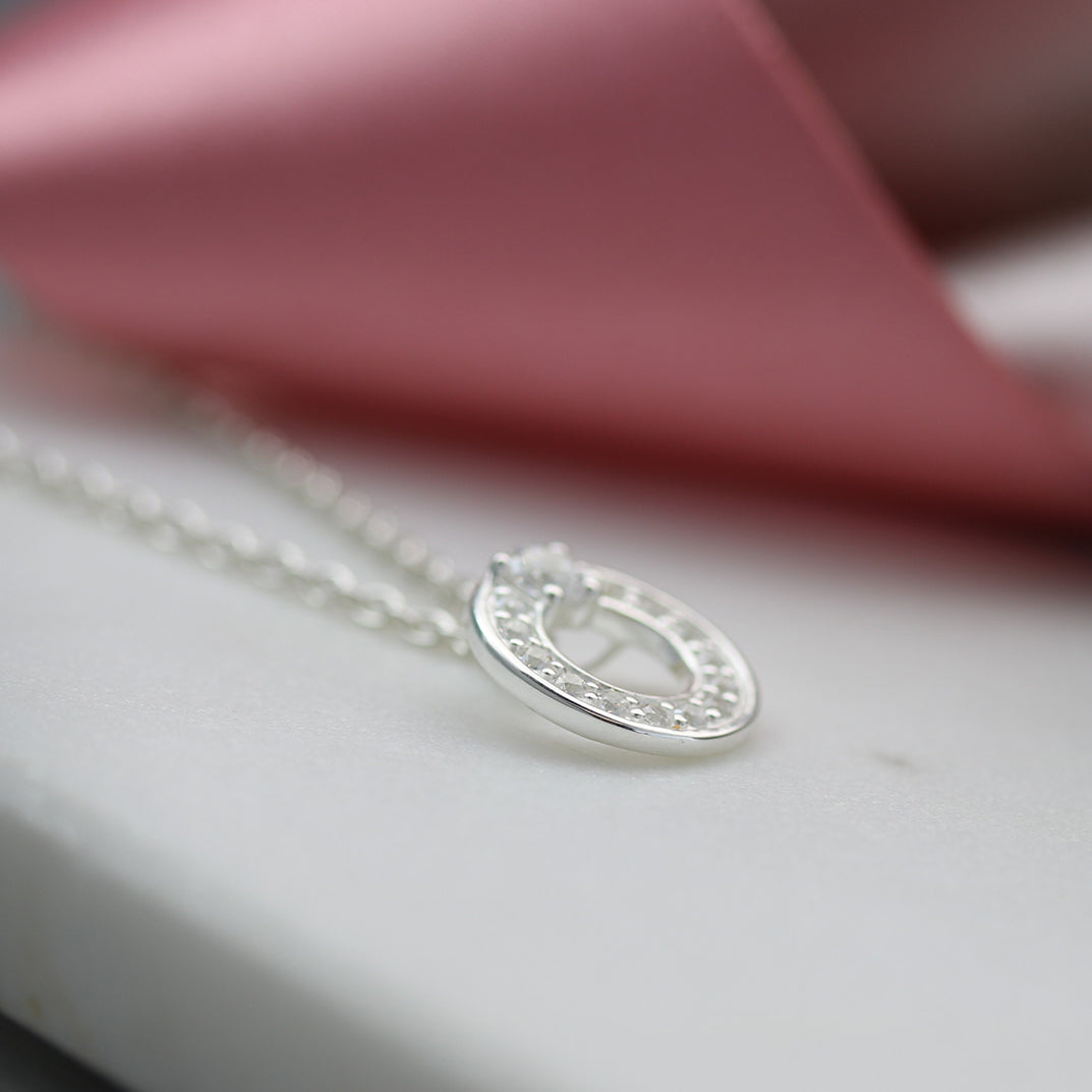 Silver CZ Circle Pendant