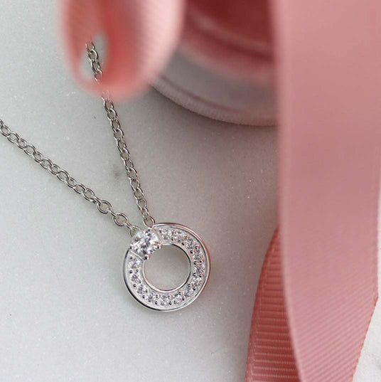 Silver CZ Circle Pendant