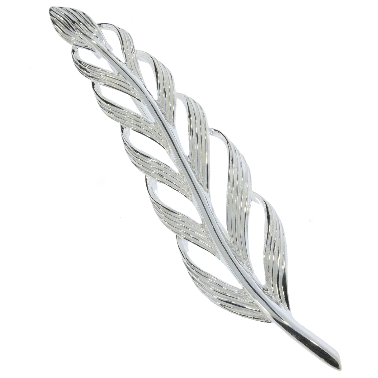 Solid Silver Feather Brooch