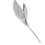 Solid Silver Cubic Zirconia Leaf Brooch