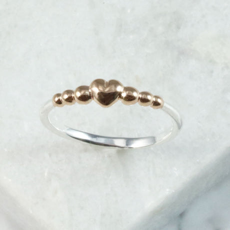 Silver Rose Gold Plated Heart Ring