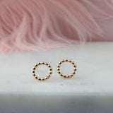 Silver Rose Gold Plated Open Beaded Stud Earrings