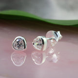 Silver CZ Heart Stud Earrings