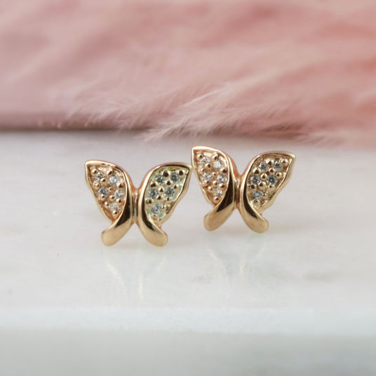 Silver & Rose Gold Butterfly Earrings