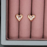 Silver & Rose Gold Heart Earrings Cubic Zirconia