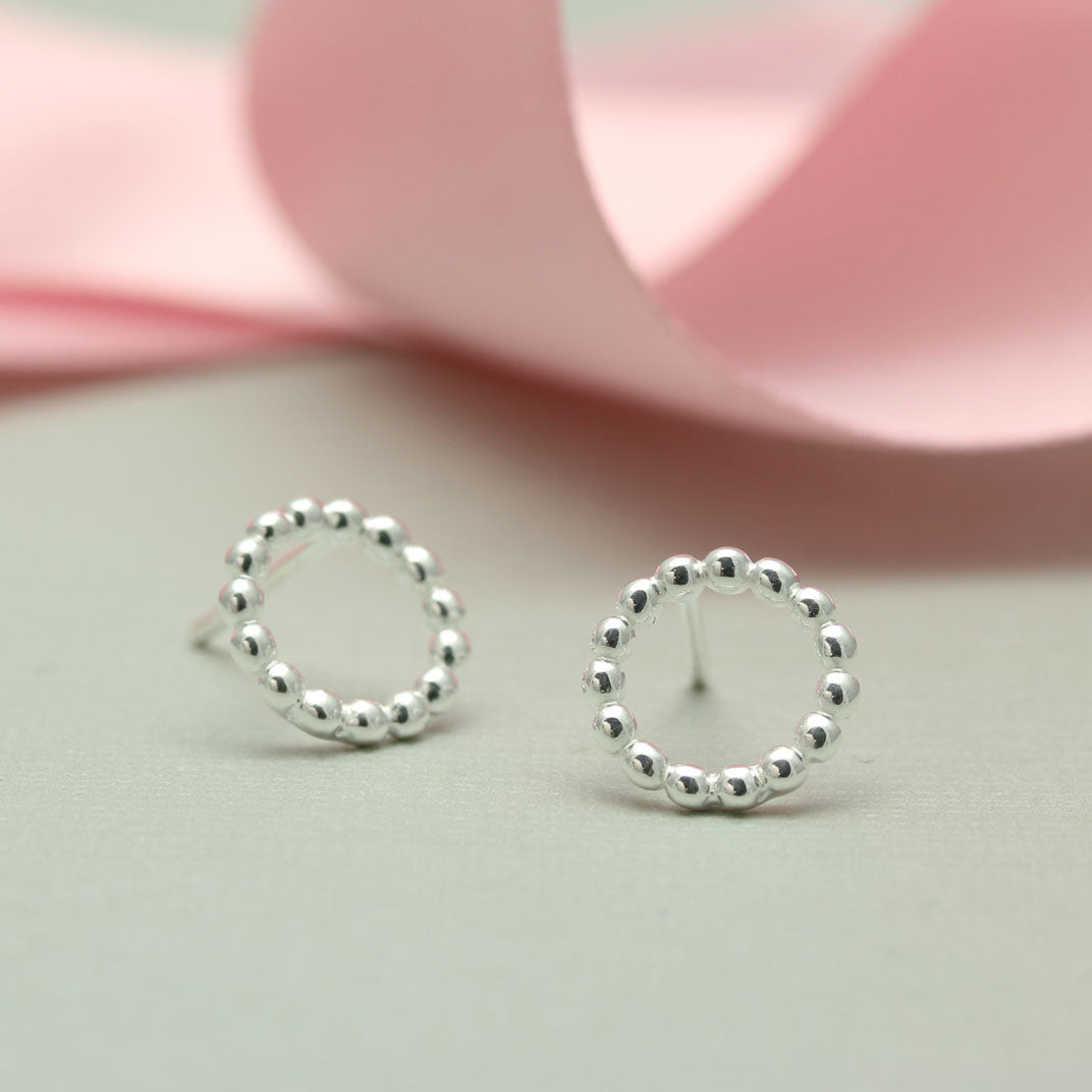 Silver Open Circle Stud Earrings