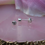 Silver Stud Earrings with Round CZ