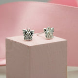 Silver Angel Stud Earrings Set with Small Cubic Zirconia's