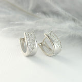 9ct White Gold Huggie Style Diamond Earrings