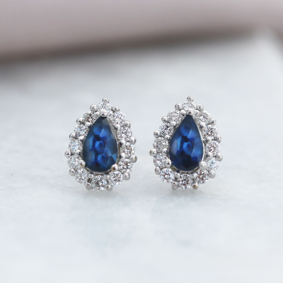 Pear Shaped Blue Sapphires Diamond Earrings at best price in Bengaluru