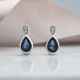 9ct White Gold Pear Shape Earring