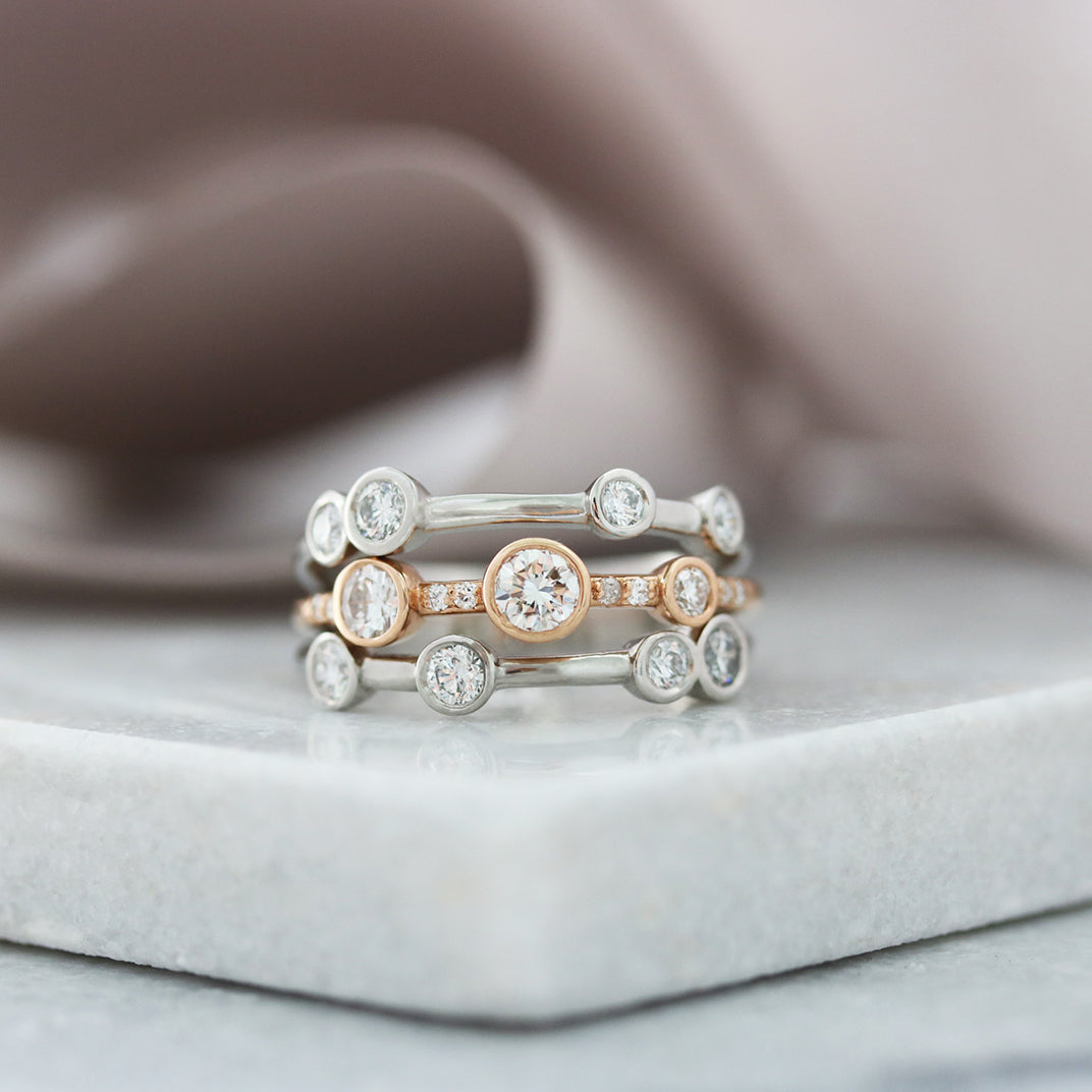 18ct White and Rose Gold Diamond Bubble Ring