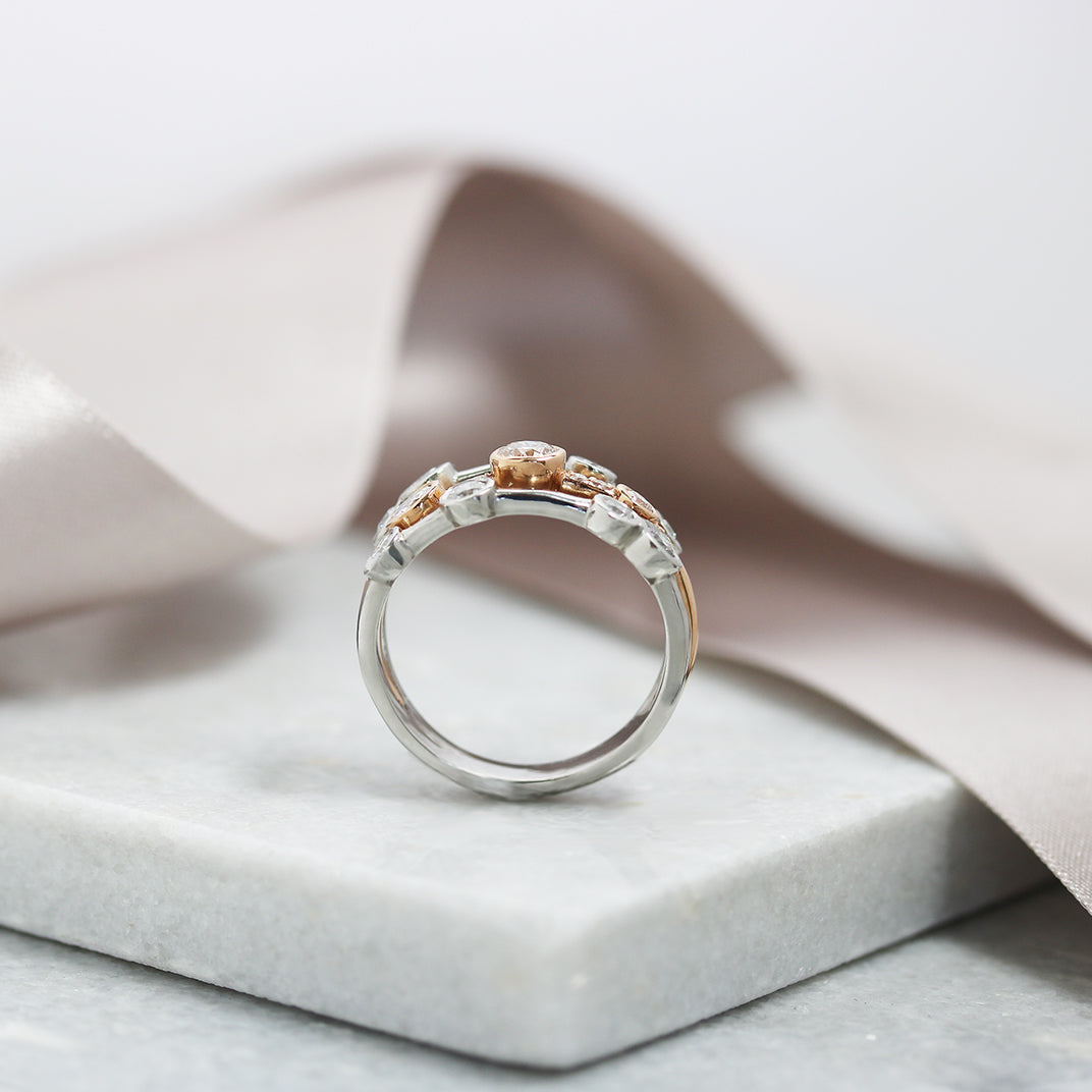 18ct White and Rose Gold Diamond Bubble Ring