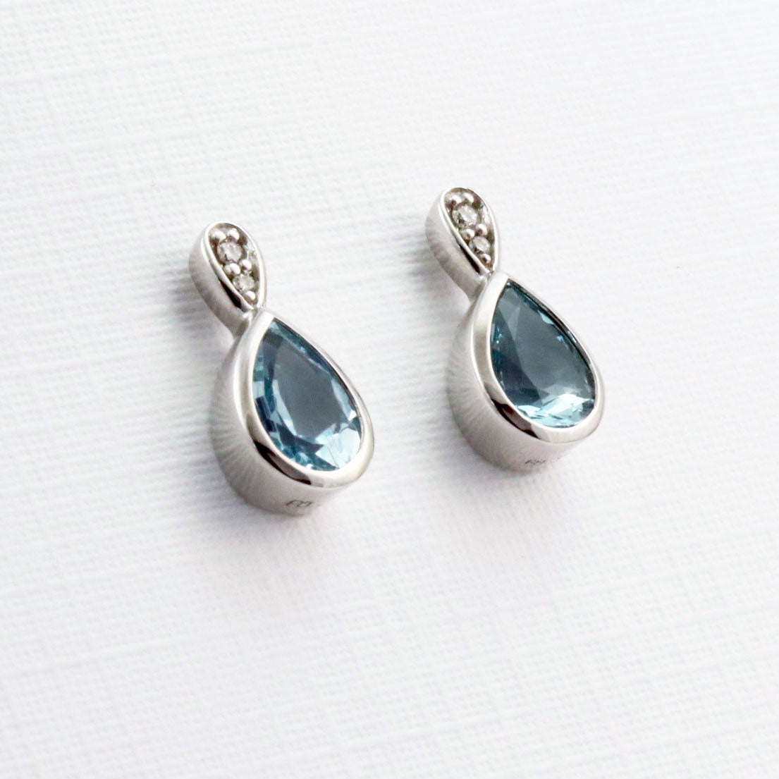 9ct White Gold Aquamarine & Diamond Earrings