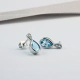 9ct White Gold Aquamarine & Diamond Earrings