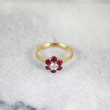 18ct Yellow Gold Ruby & Diamond Cluster