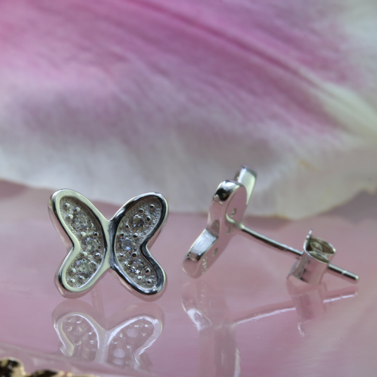 Silver Butterfly Stud Earrings