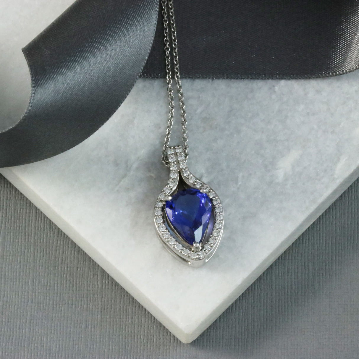 Large 18ct Gold Tanzanite And Diamond Pendant